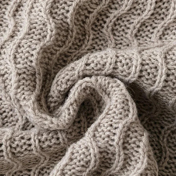 Casual  Turtleneck Drop Shoulder Sweater Mocha Brown - Picture 3 of 5